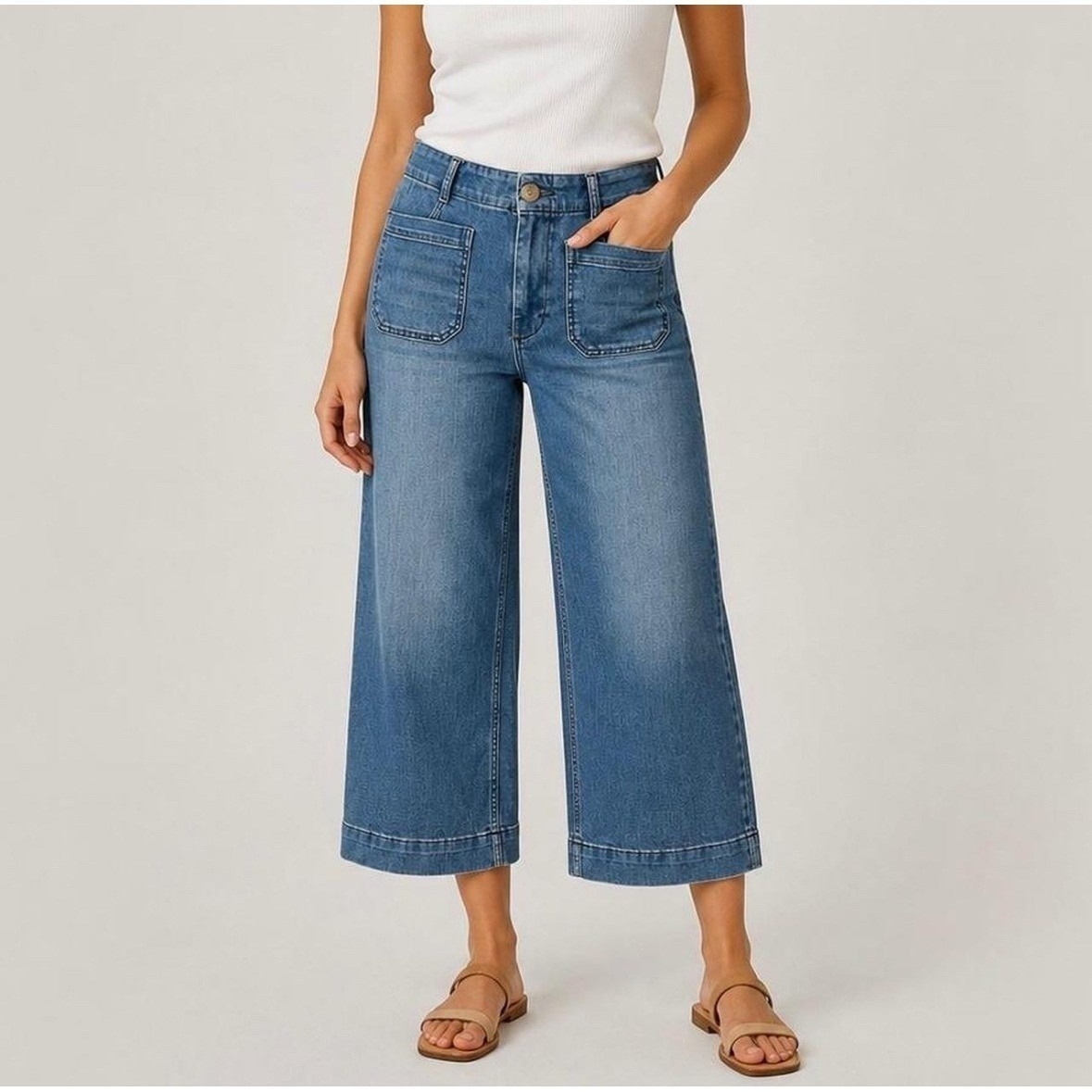 Maeve Colette Wide Leg Jeans Cropped Womens 28 Nwt Blue High Rise Anthropologie